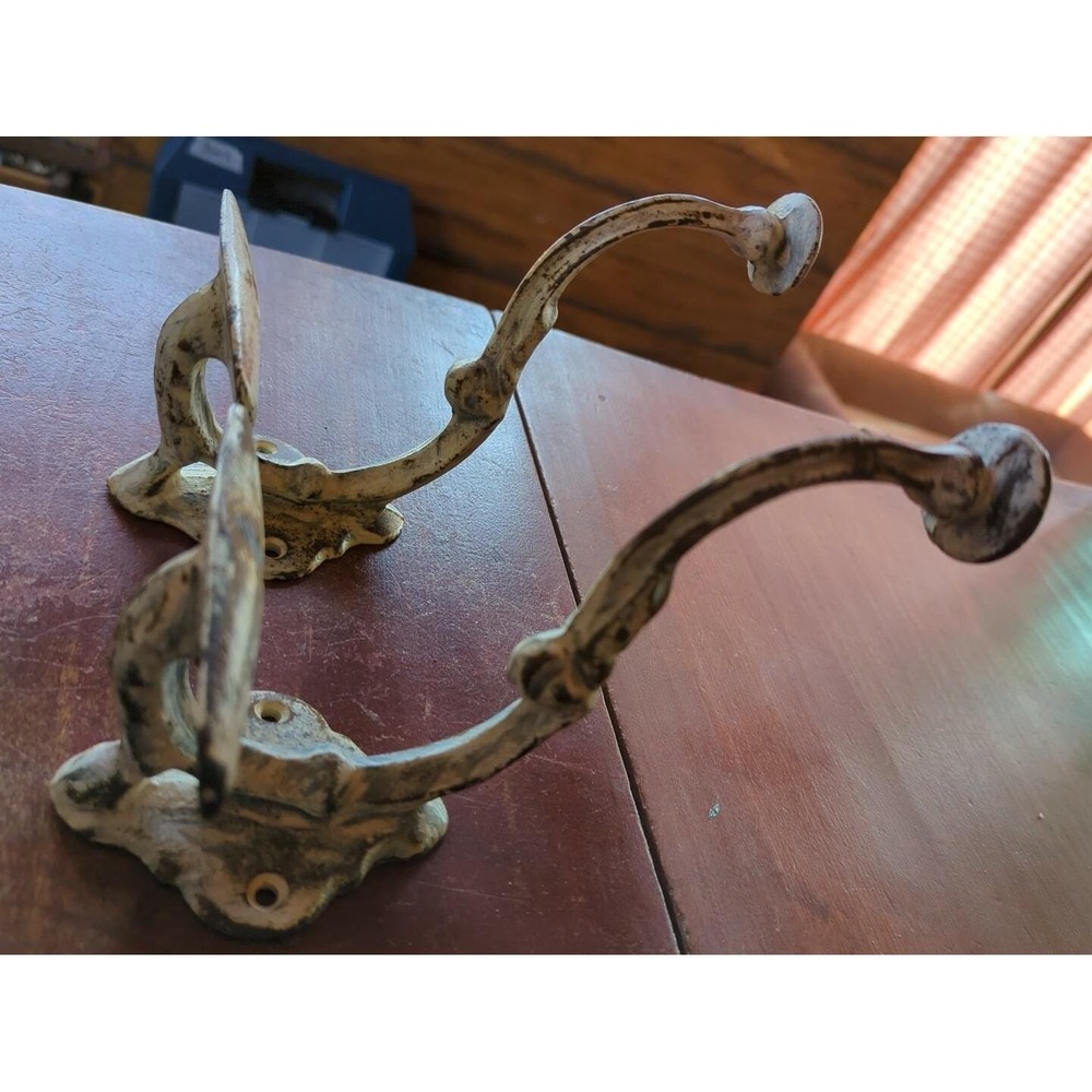 New Pair of Beautiful Large Cast Iron Wall Hook Coats Towels Cap Holder 7.5"